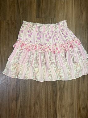 LSF Floral Tiered Ruffle Skirt - Pink